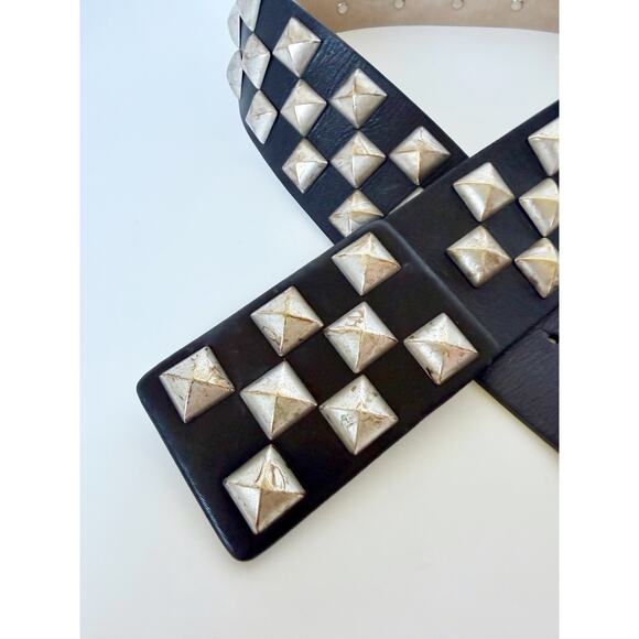 Streets Ahead Studded Leather Roger Belt Black Silver Small main image 15